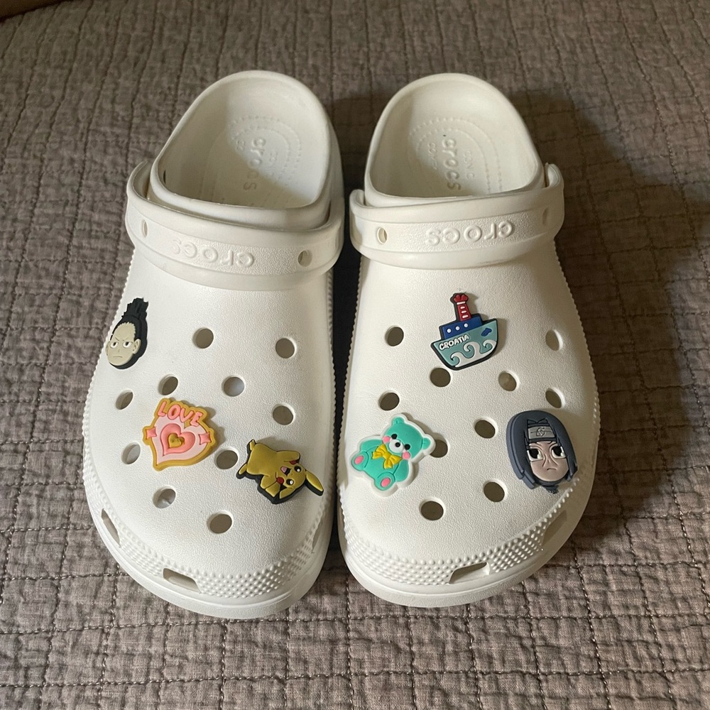 CROCS White Sandals with Decorative Charms
